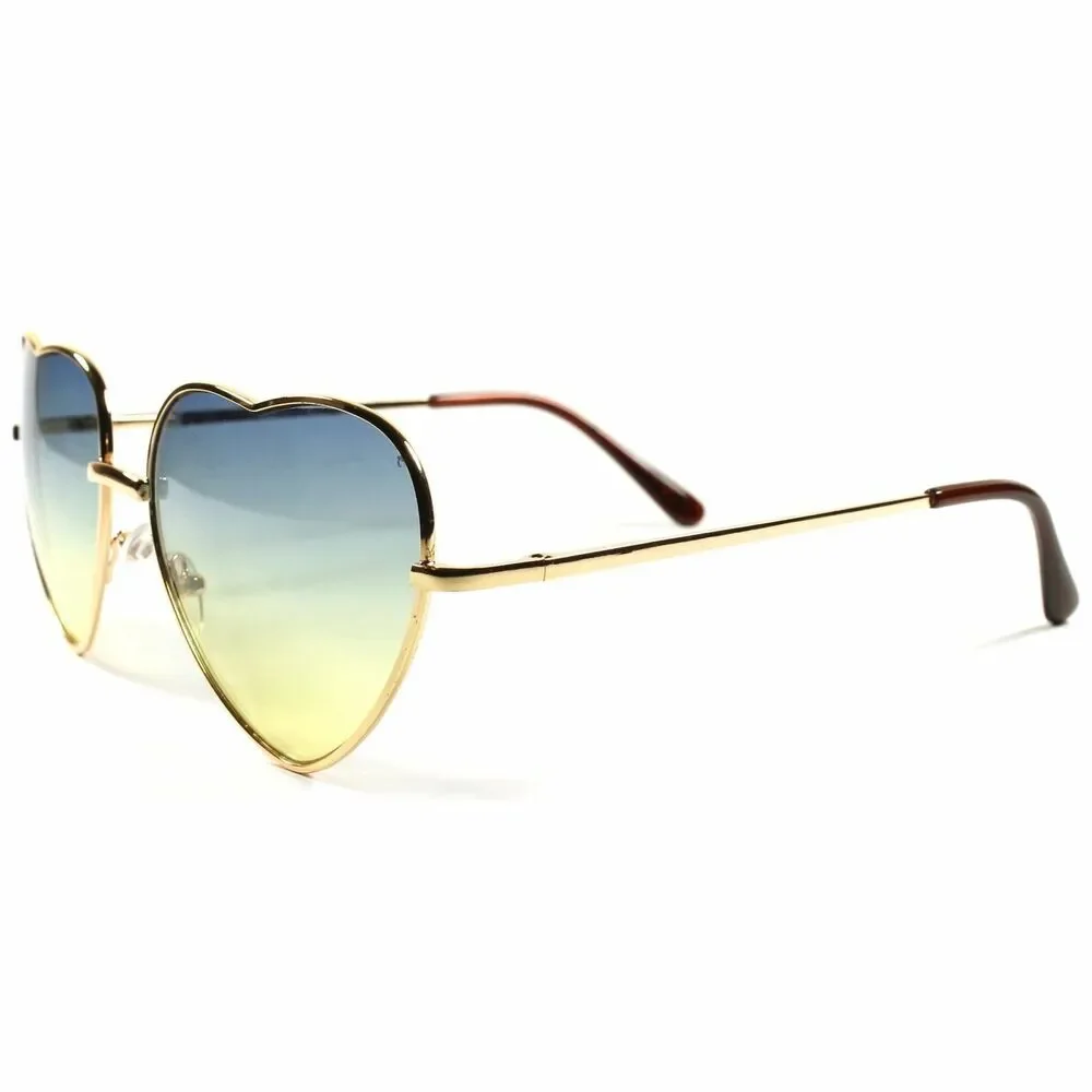 Green Lens Designer Fashion Vintage Retro Heart Shaped Womens Sunglasses E77B
